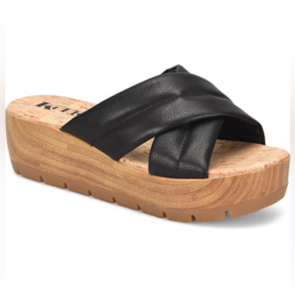 Korks Faithe Platform Slides sandals black NEW 7‎